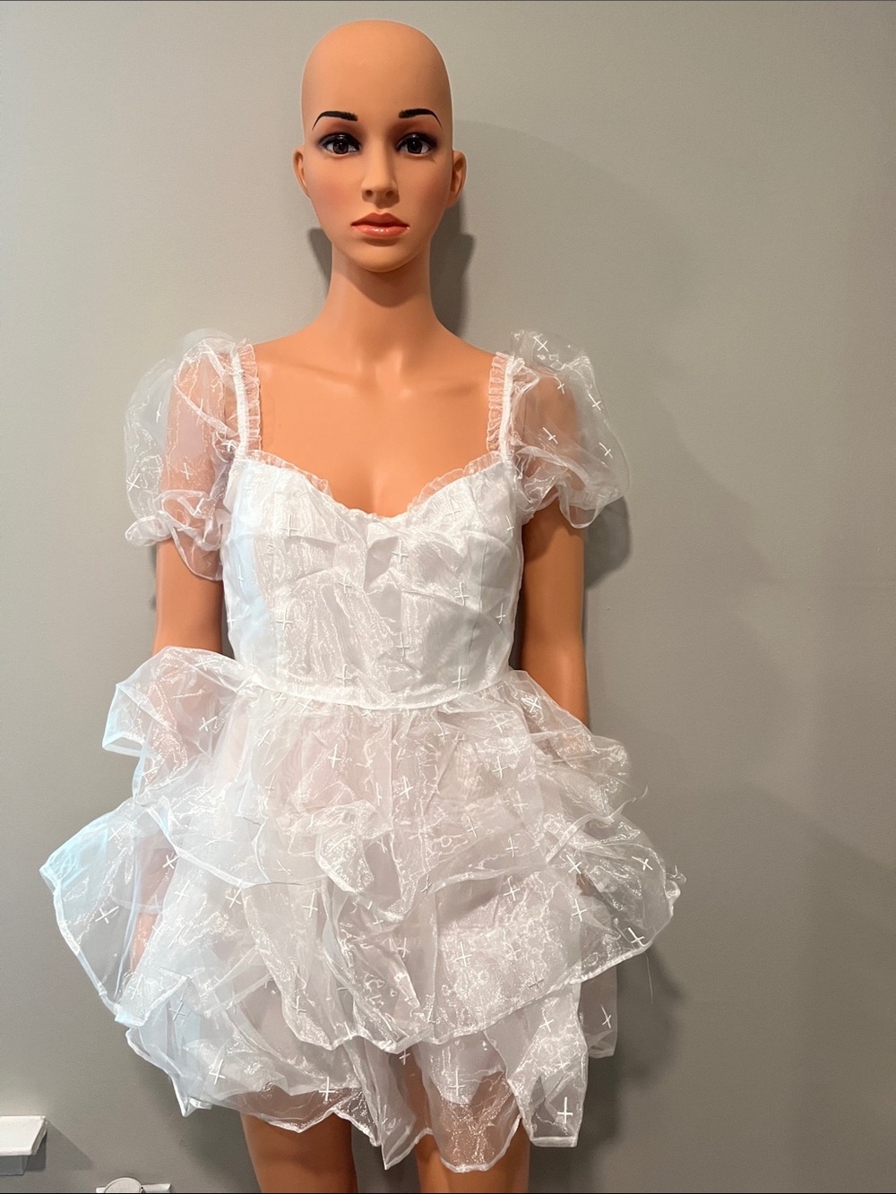 ‼️NWT‼️Dolls Kill Widow After School Special White Sheer Organza Dress Medium